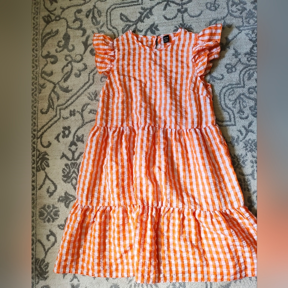 Orange Gingham Kids Dress